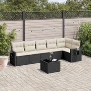 7-dijelni set vrtnih sofa od poliratana s jastucima crni Crna 85 x 62 x 69 cm