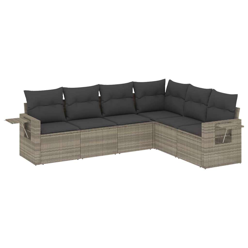 6-dijelni set vrtnih sofa od poliratana s jastucima svjetlosivi