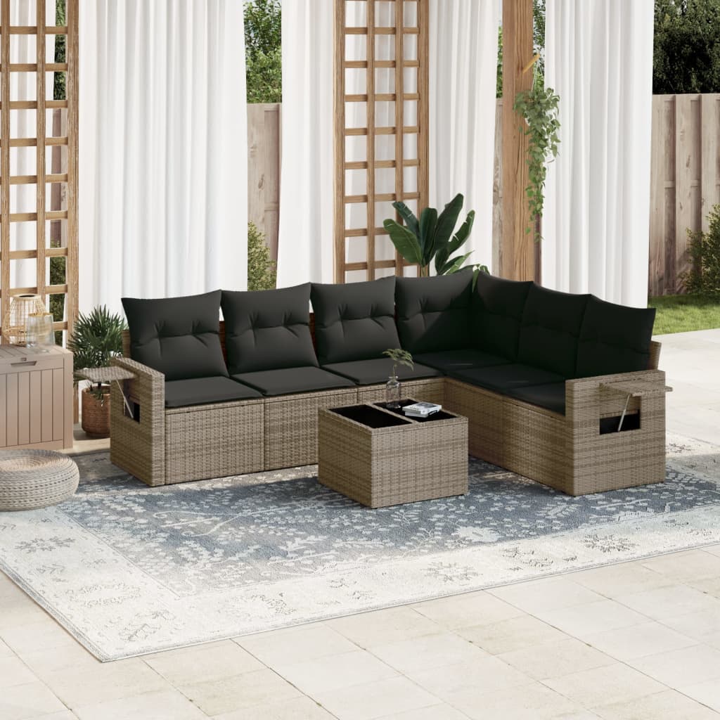 7-dijelni set vrtnih sofa sivi od poliratana