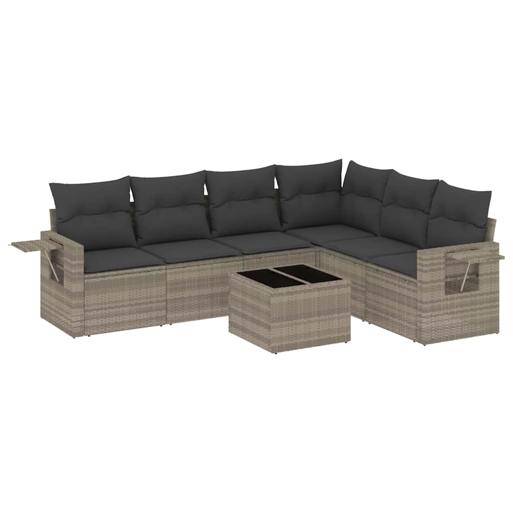7-dijelni set vrtnih sofa svjetlosivi od poliratana