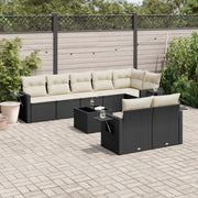 9-dijelni set vrtnih sofa s jastucima crni od poliratana Crna 85 x 62 x 69 cm