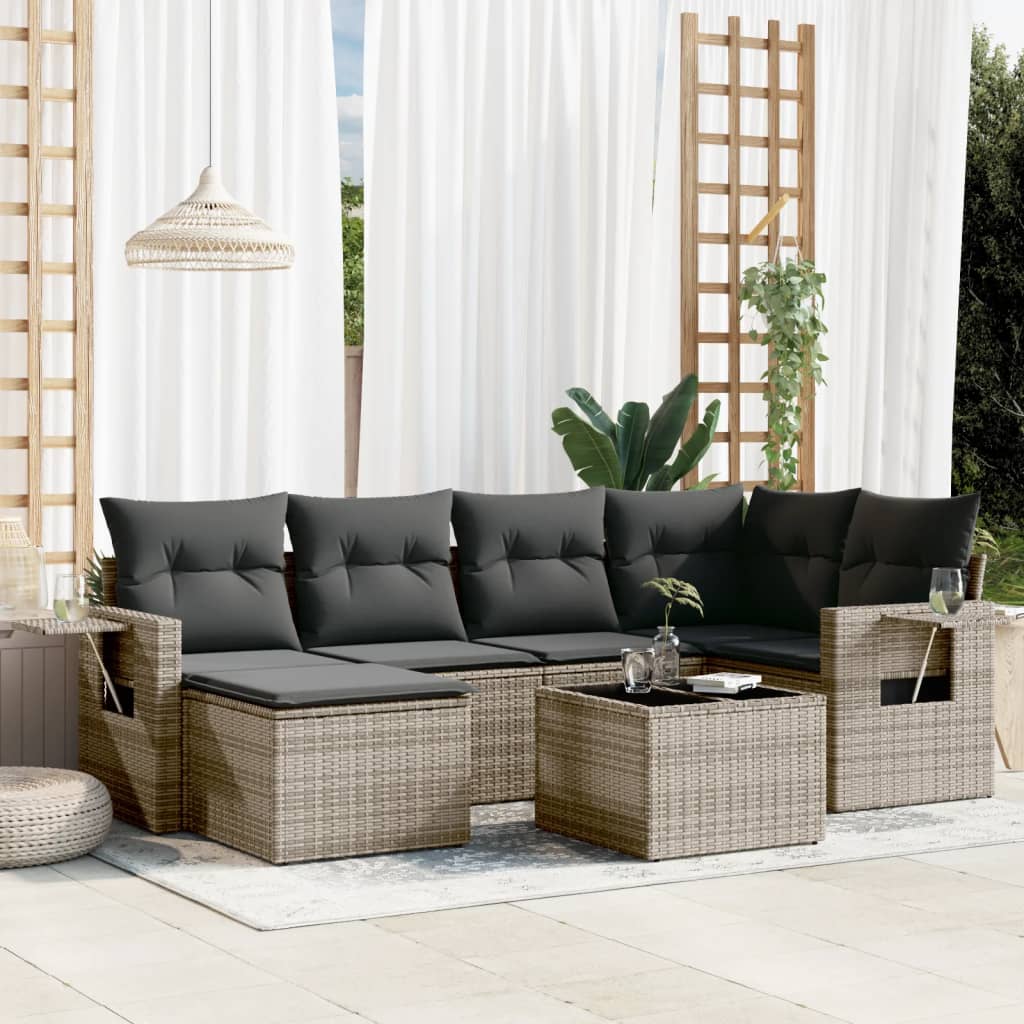 7-dijelni set vrtnih sofa sivi od poliratana