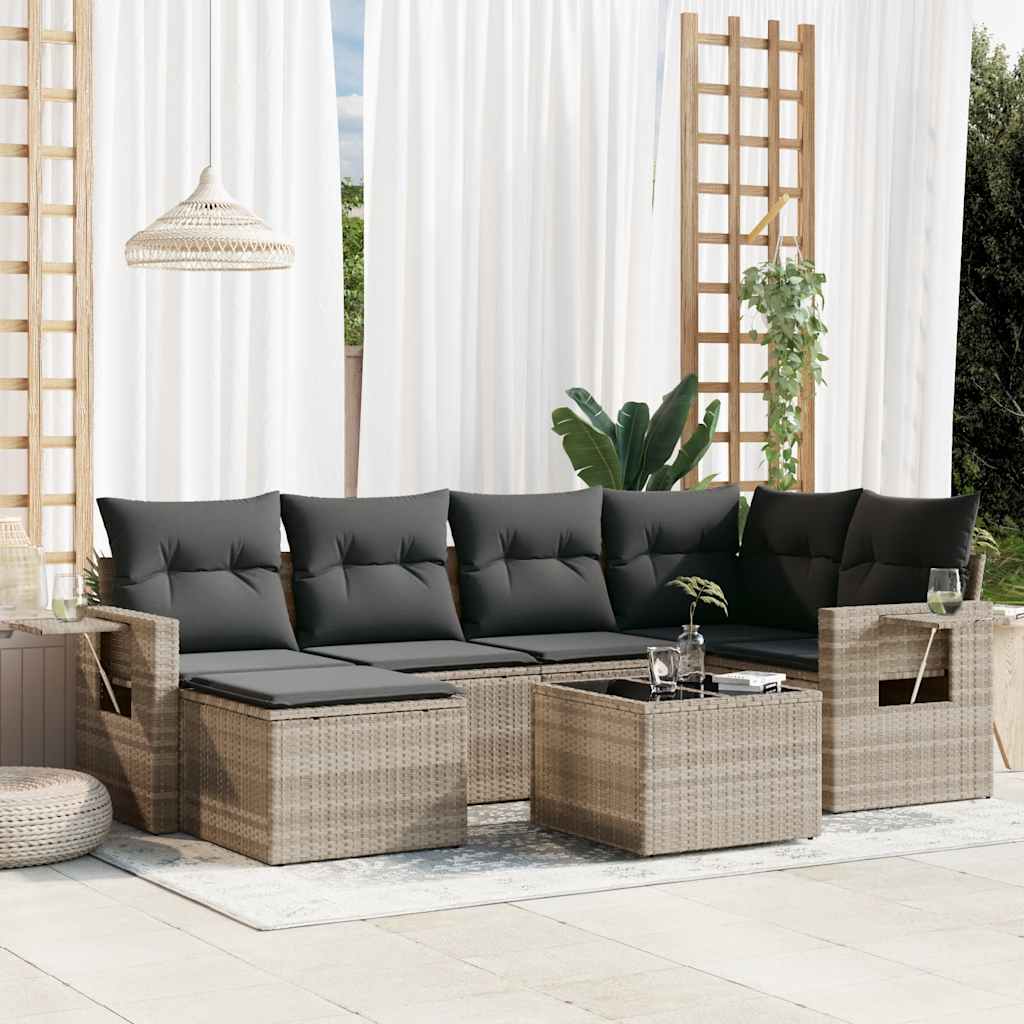 7-dijelni set vrtnih sofa svjetlosivi od poliratana