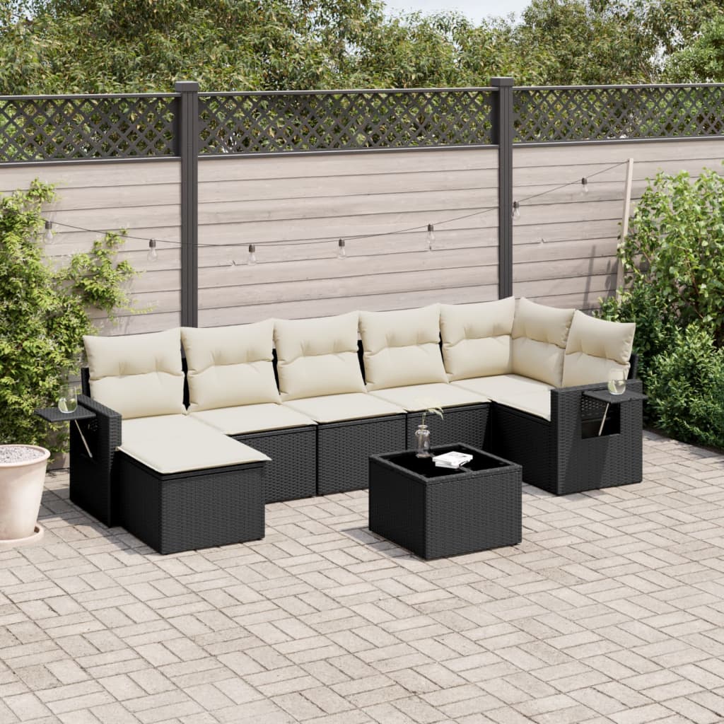 8-dijelni set vrtnih sofa od poliratana s jastucima crni Crna 85 x 62 x 69 cm