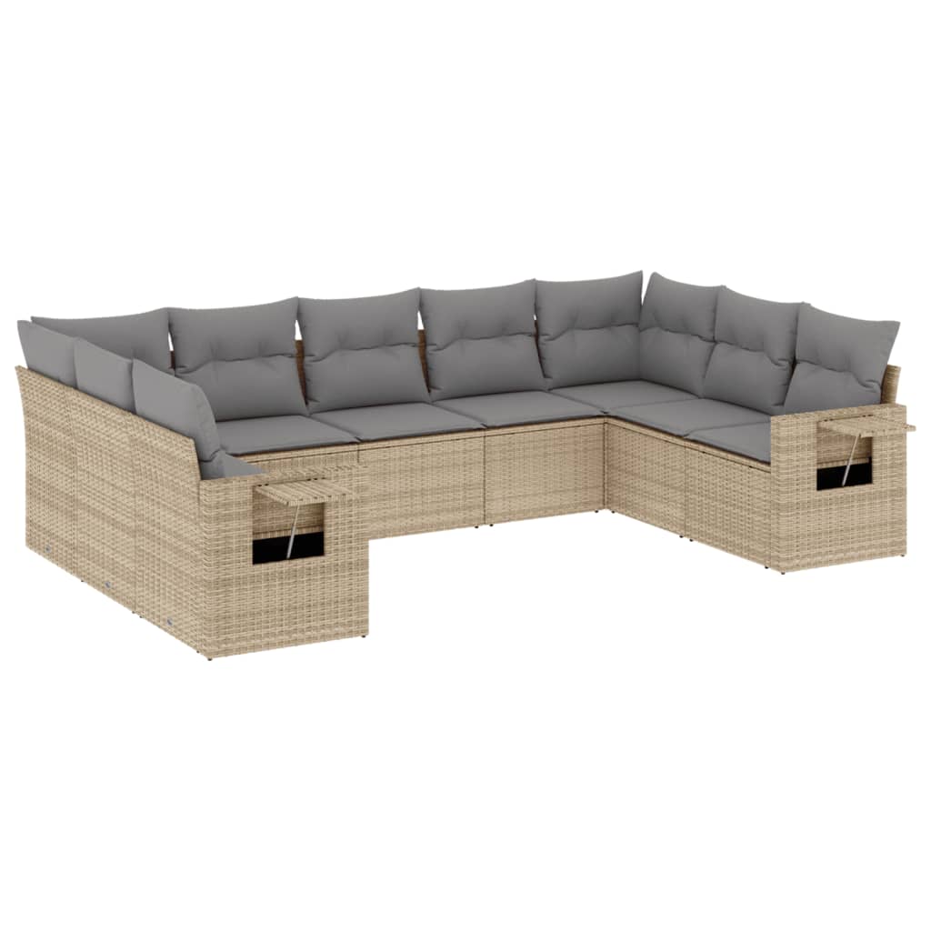 9-dijelni set vrtnih sofa s jastucima bež od poliratana