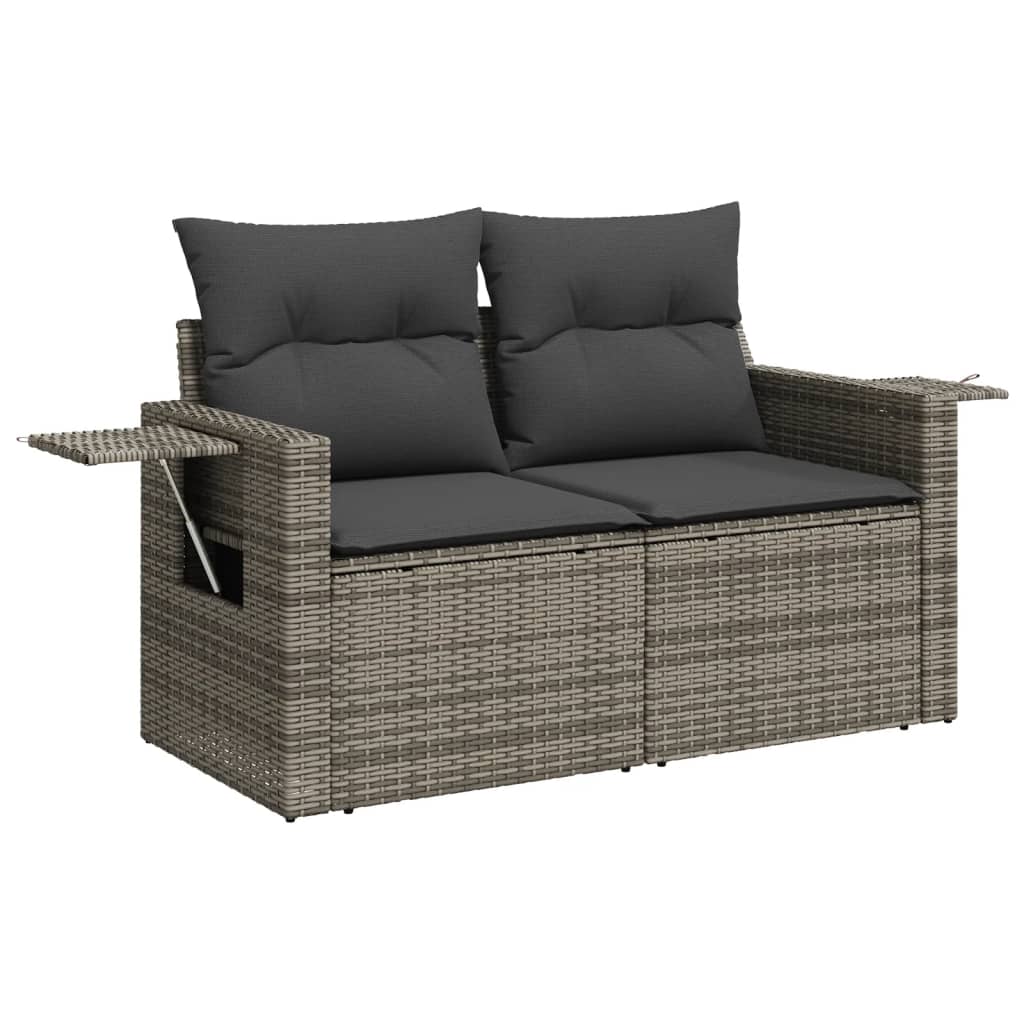 10-dijelni set vrtnih sofa od poliratana s jastucima sivi