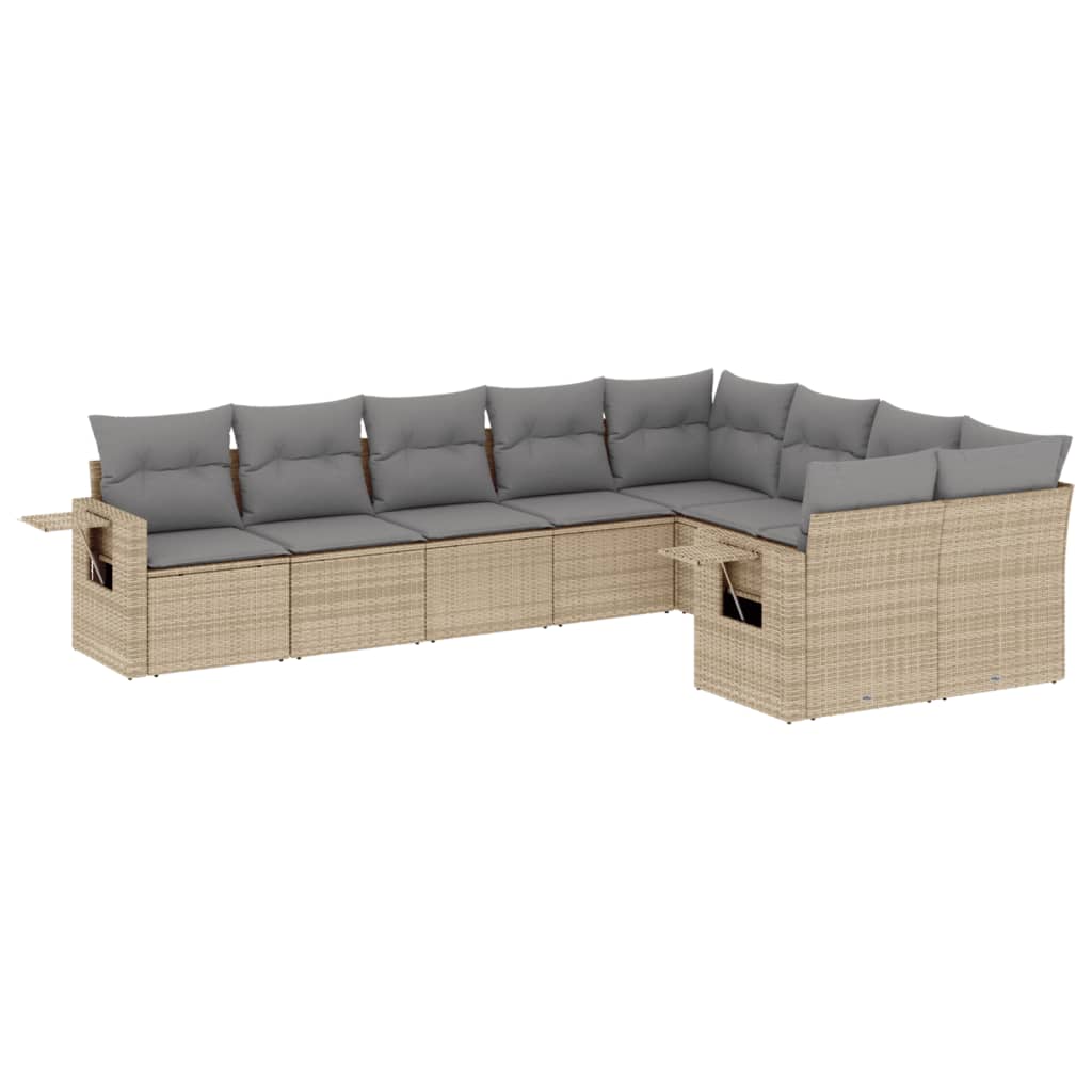 9-dijelni set vrtnih sofa s jastucima bež od poliratana
