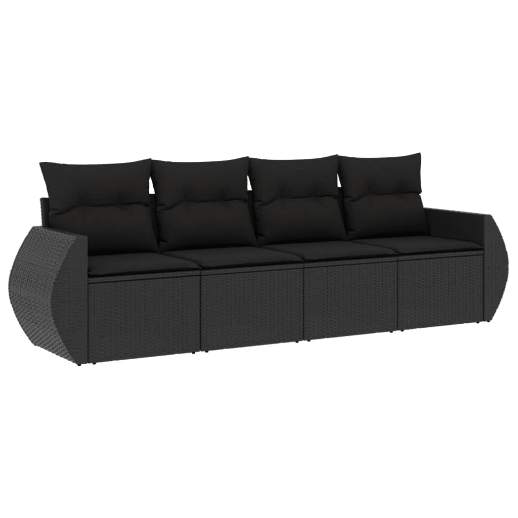 4-dijelni set vrtnih sofa od poliratana s jastucima crni