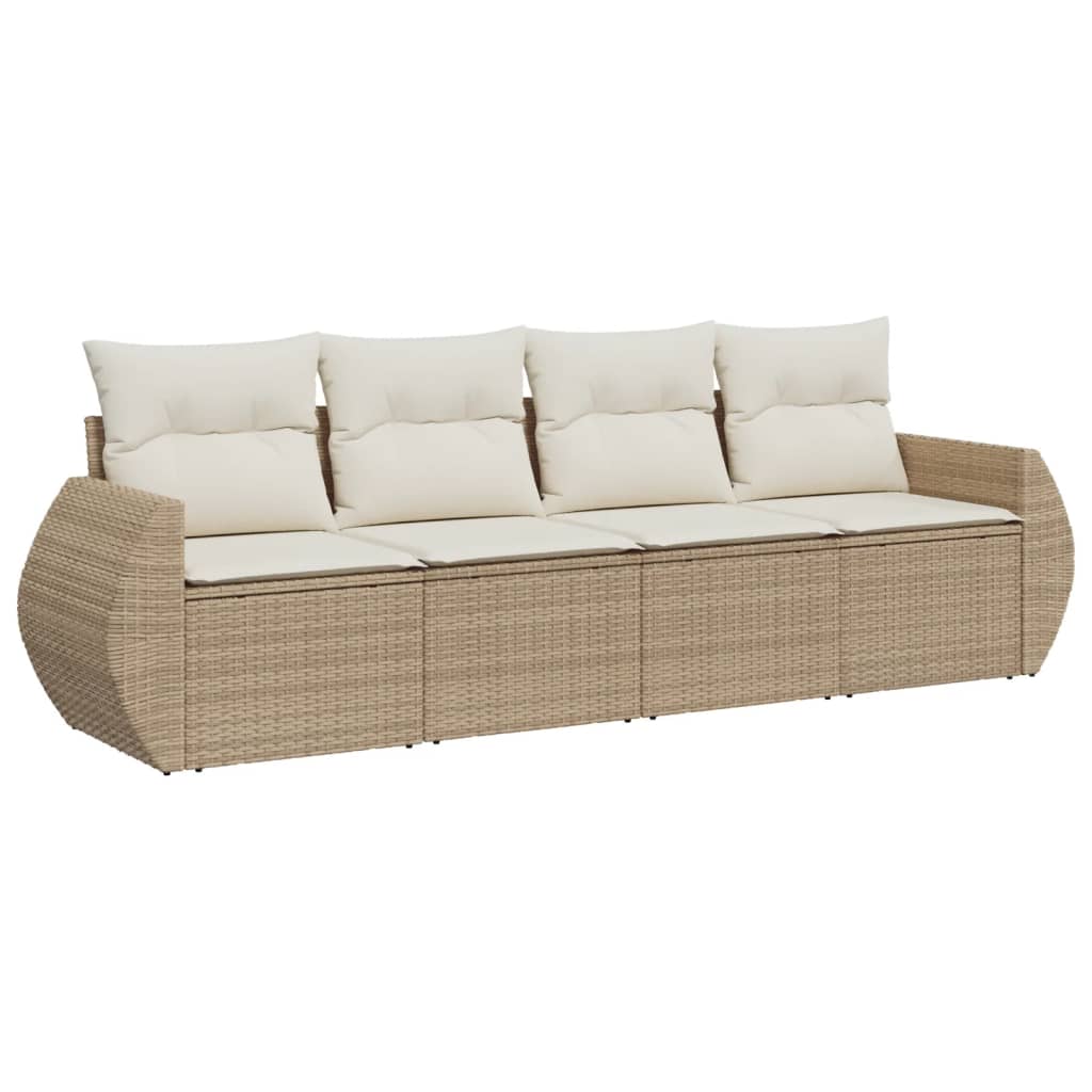 4-dijelni set vrtnih sofa s jastucima bež od poliratana