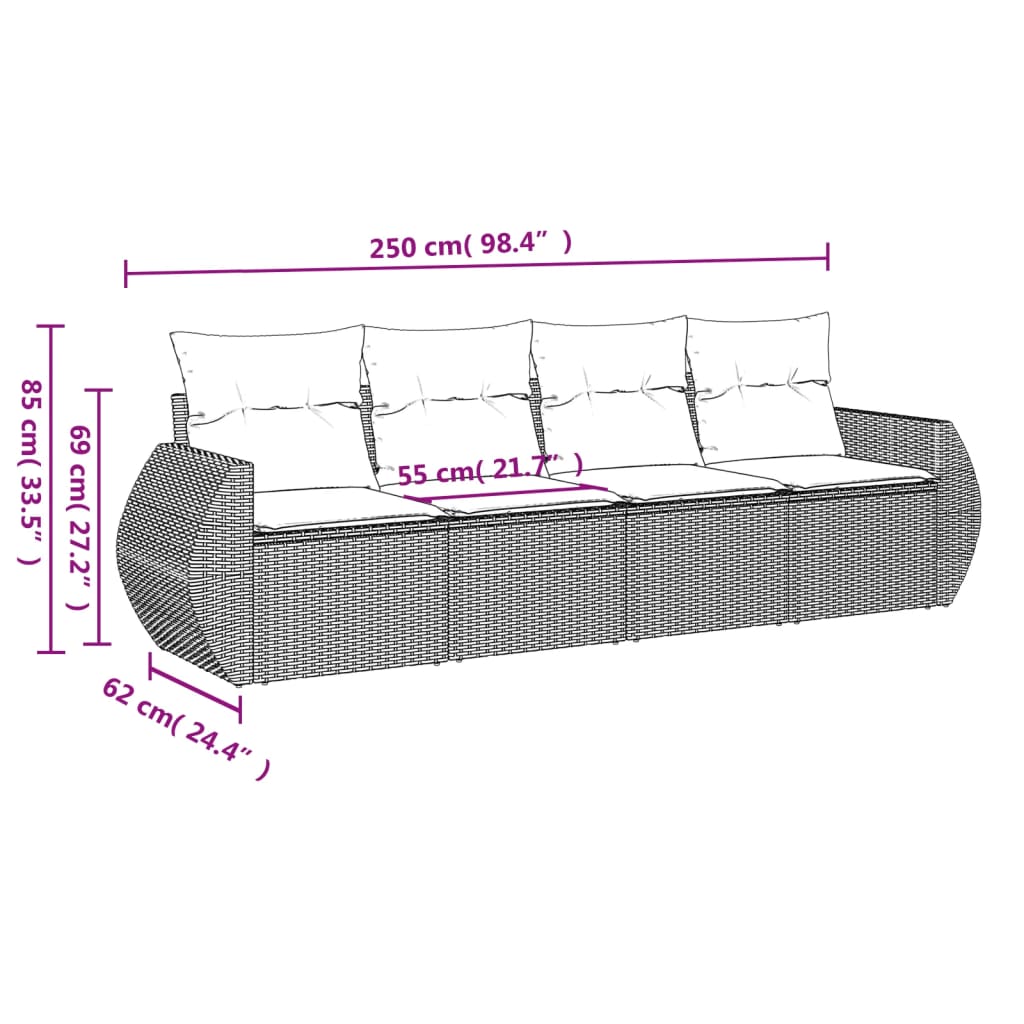 4-dijelni set vrtnih sofa s jastucima bež od poliratana