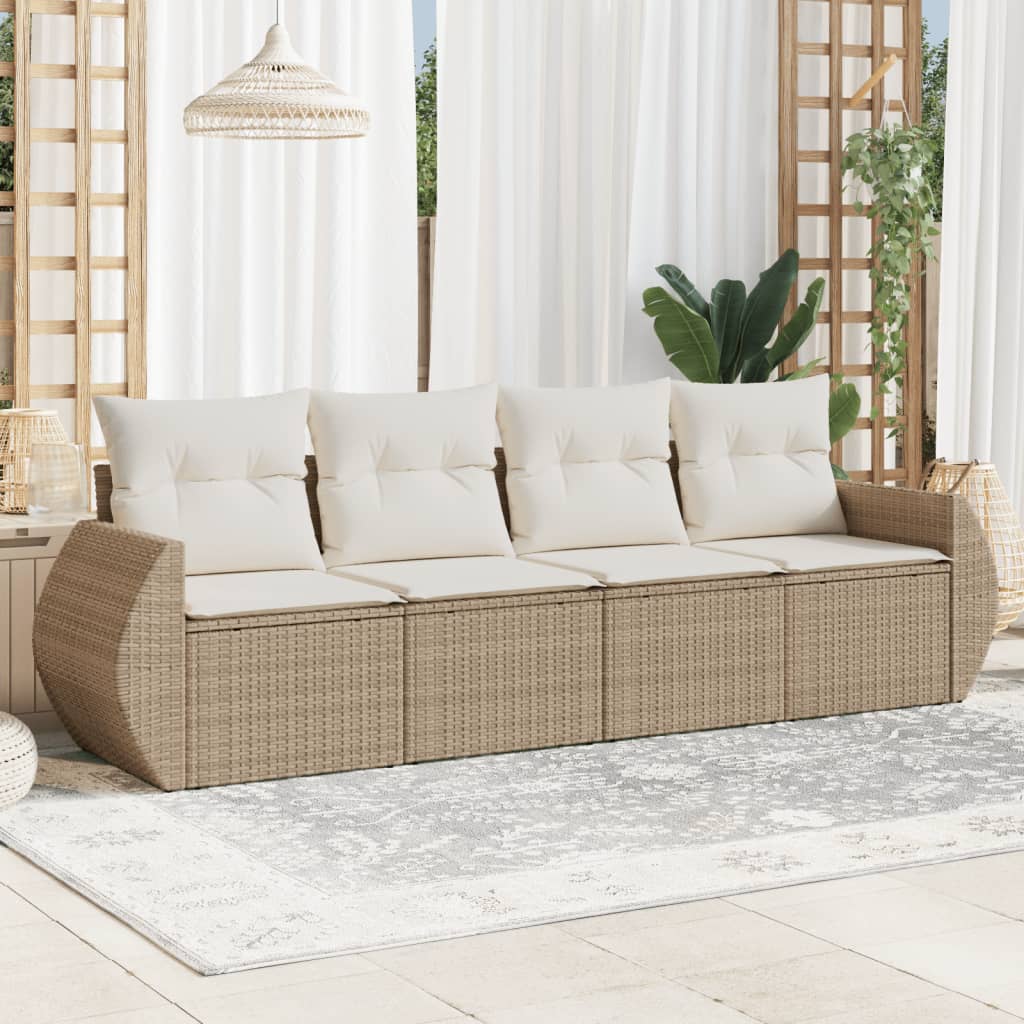 4-dijelni set vrtnih sofa s jastucima bež od poliratana