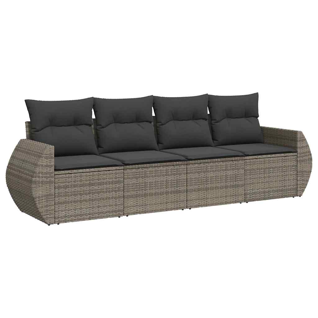 4-dijelni set vrtnih sofa od poliratana s jastucima sivi