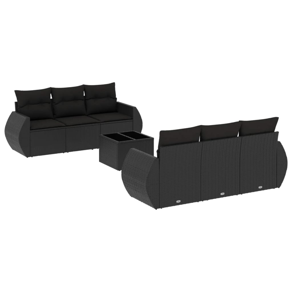 7-dijelni set vrtnih sofa od poliratana s jastucima crni