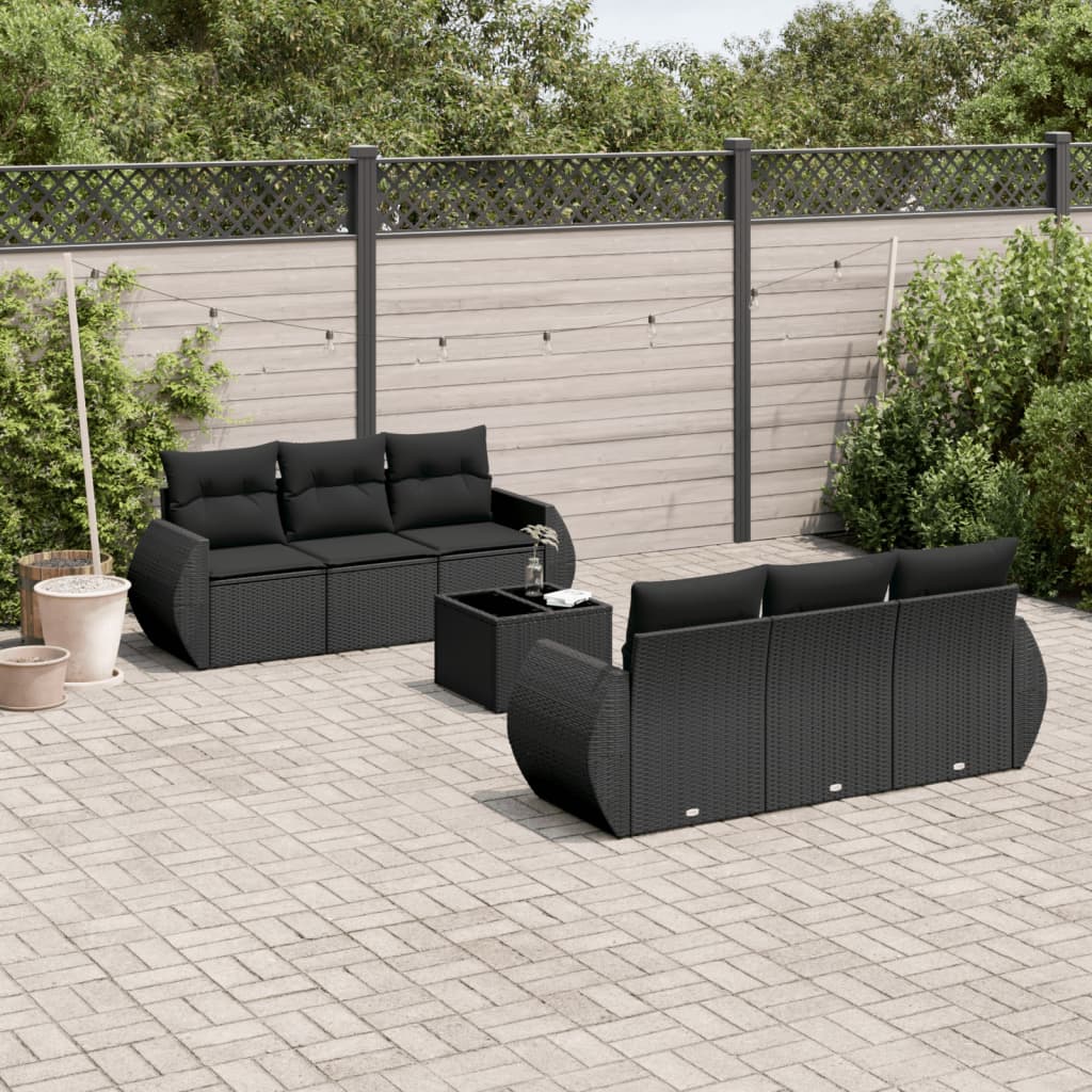 7-dijelni set vrtnih sofa od poliratana s jastucima crni