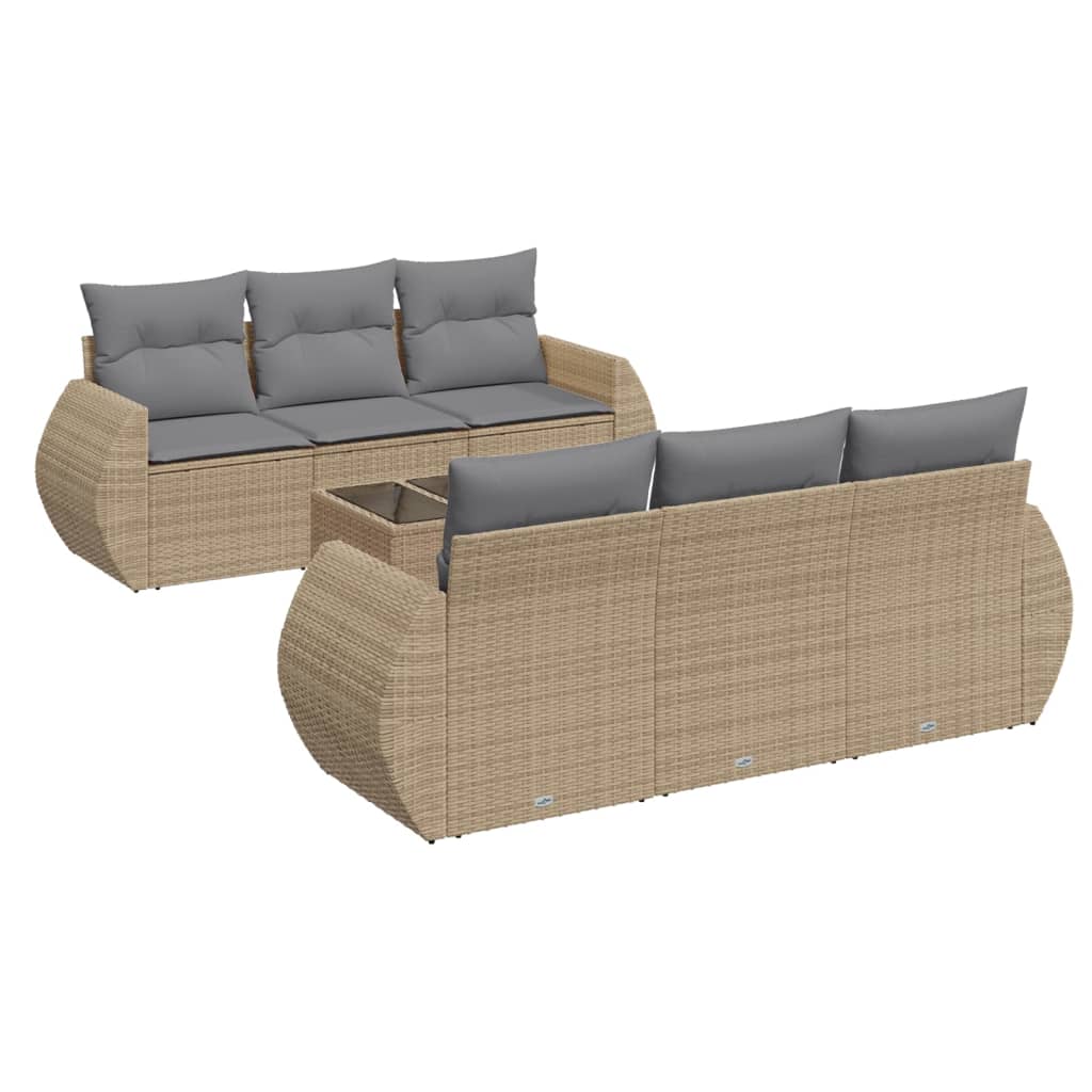 7-dijelni set vrtnih sofa od poliratana s jastucima bež