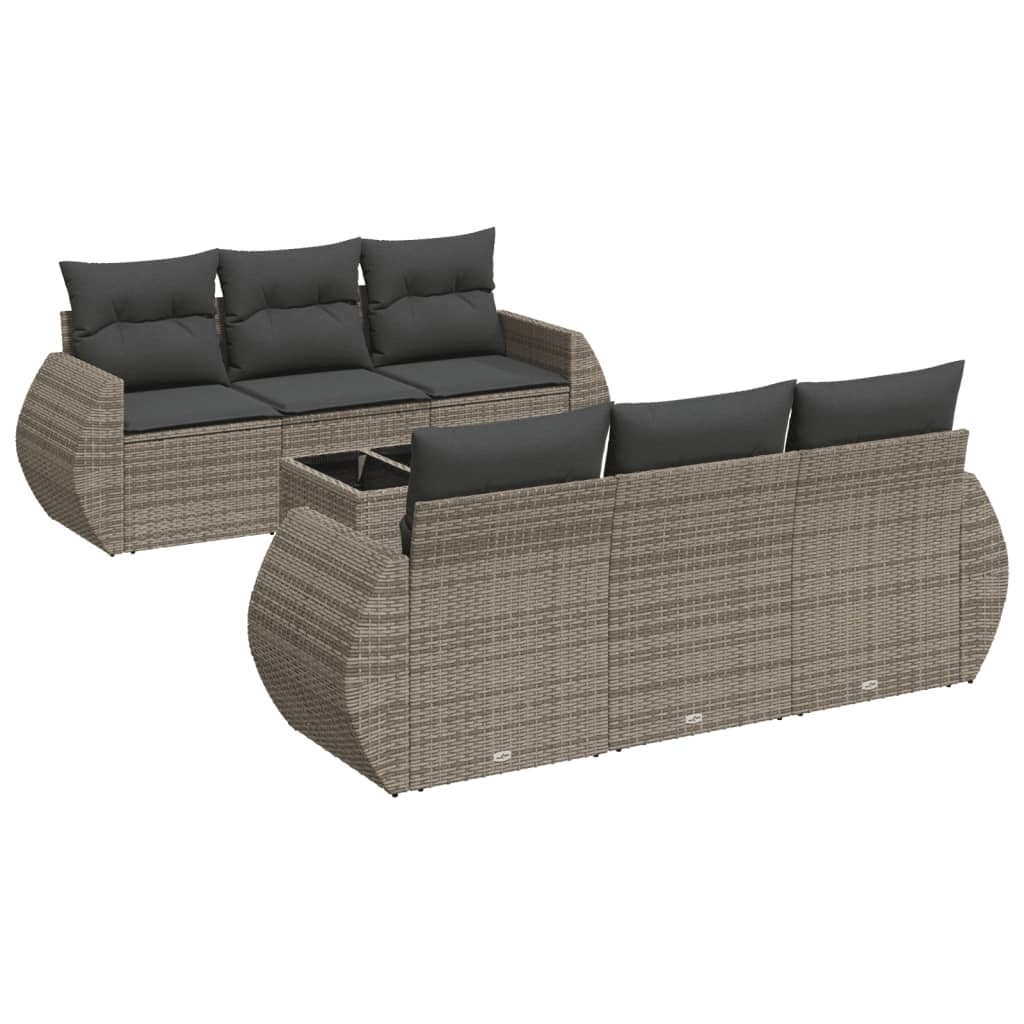7-dijelni set vrtnih sofa sivi od poliratana