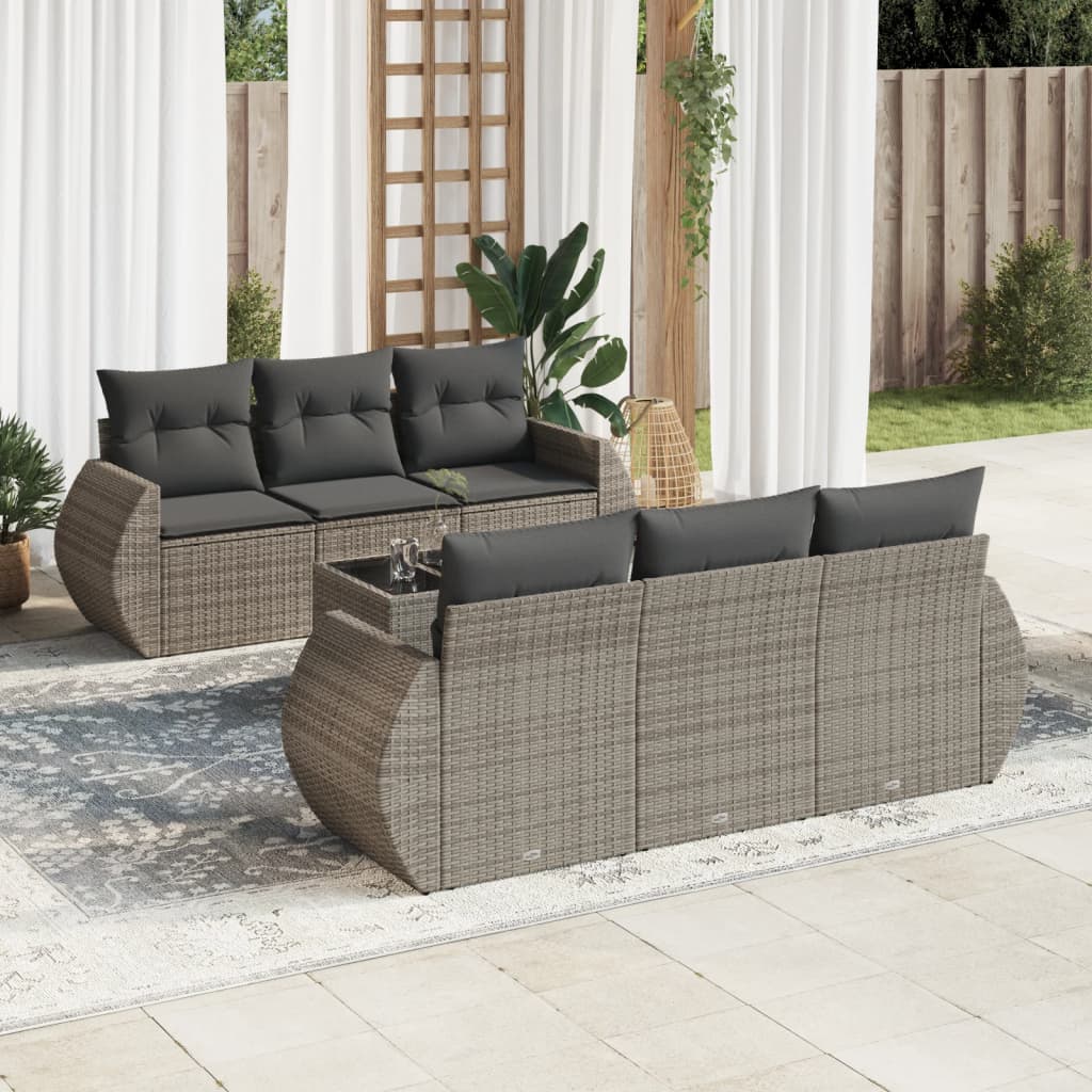 7-dijelni set vrtnih sofa sivi od poliratana