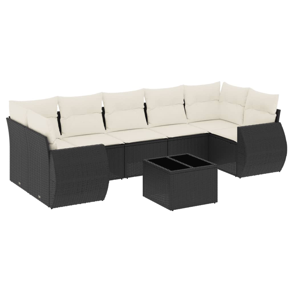 8-dijelni set vrtnih sofa od poliratana s jastucima crni
