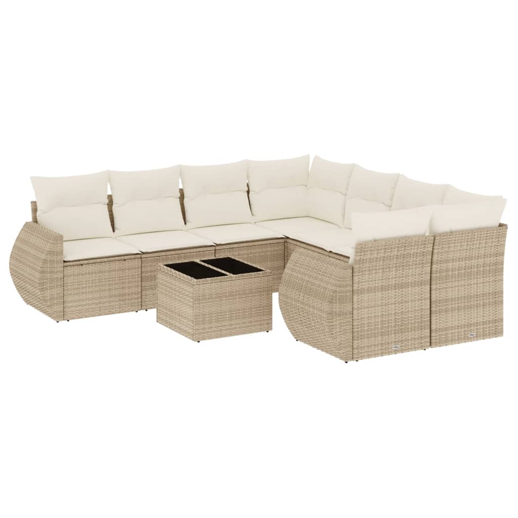 9-dijelni set vrtnih sofa s jastucima bež od poliratana