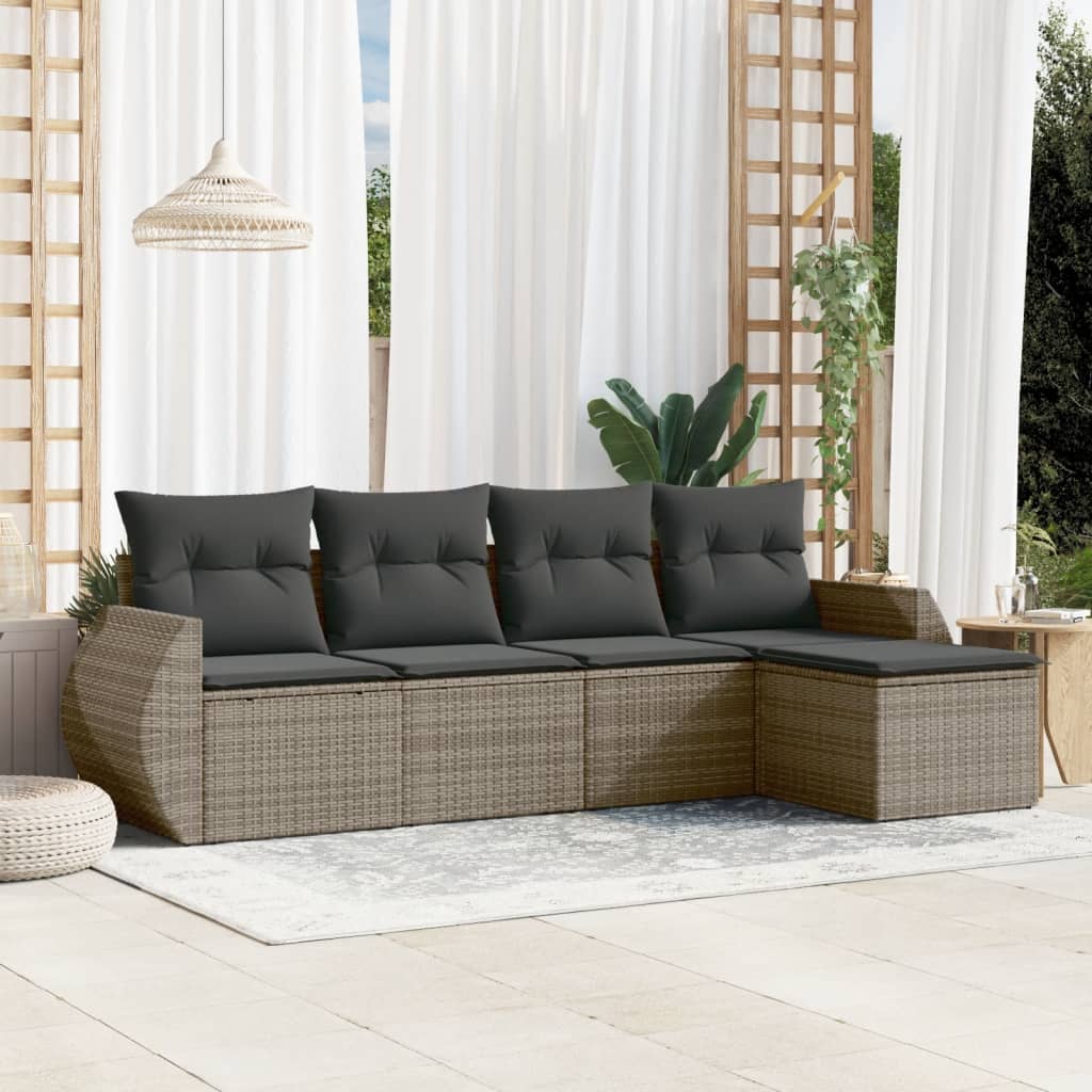 5-dijelna vrtna garnitura od poliratana s jastucima siva
