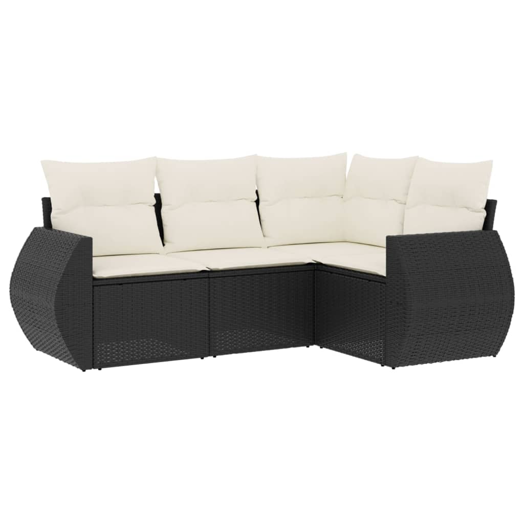 4-dijelni set vrtnih sofa od poliratana s jastucima crni
