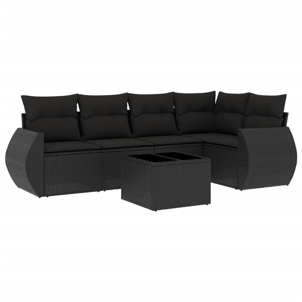 6-dijelni set vrtnih sofa s jastucima crni od poliratana