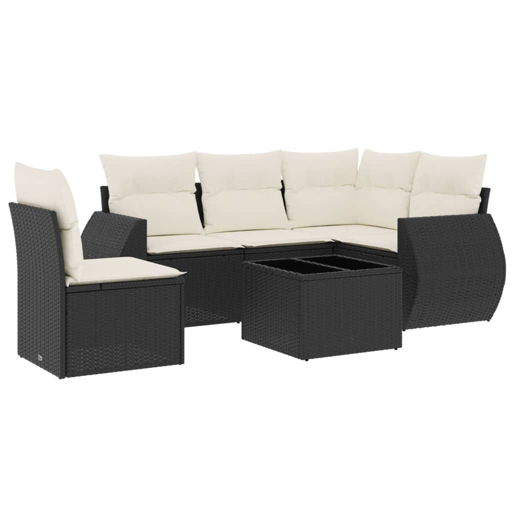 6-dijelni set vrtnih sofa s jastucima crni od poliratana