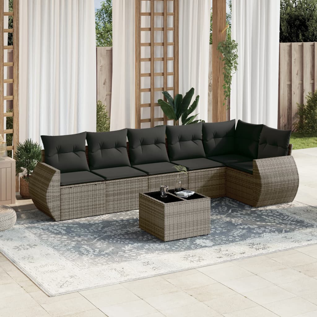 7-dijelni set vrtnih sofa sivi od poliratana