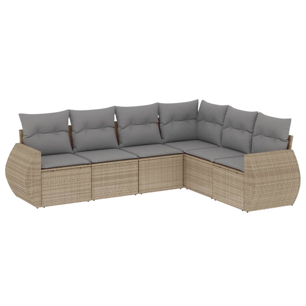 6-dijelni set vrtnih sofa s jastucima bež od poliratana