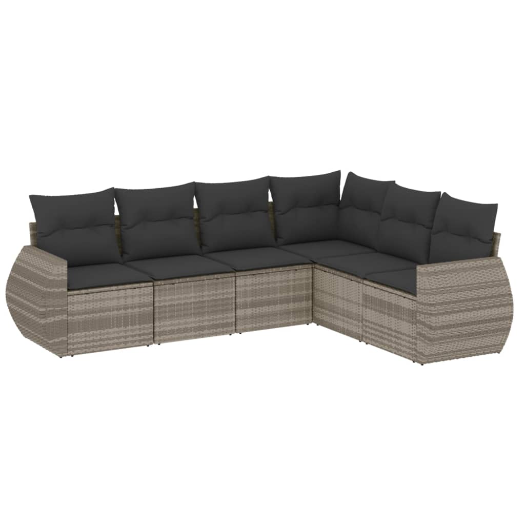 6-dijelni set vrtnih sofa od poliratana s jastucima svjetlosivi