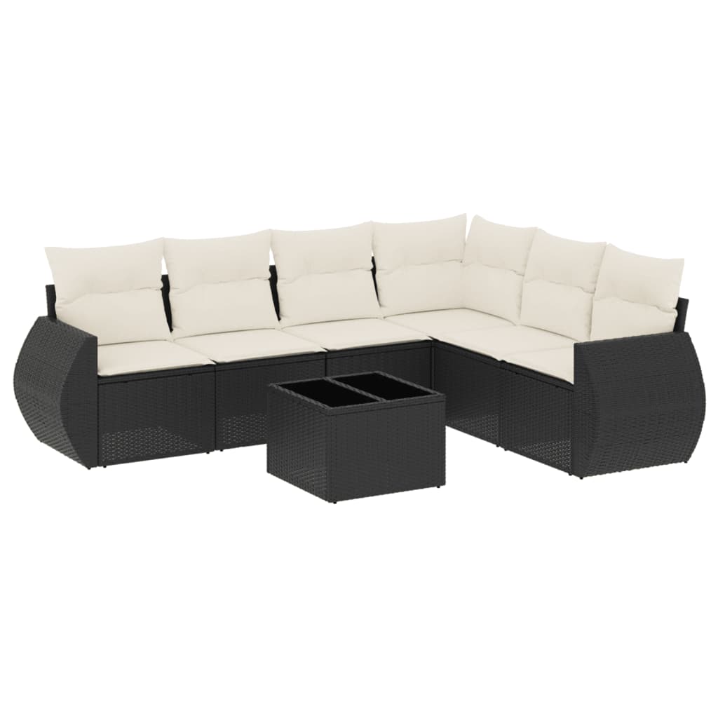 7-dijelni set vrtnih sofa od poliratana s jastucima crni