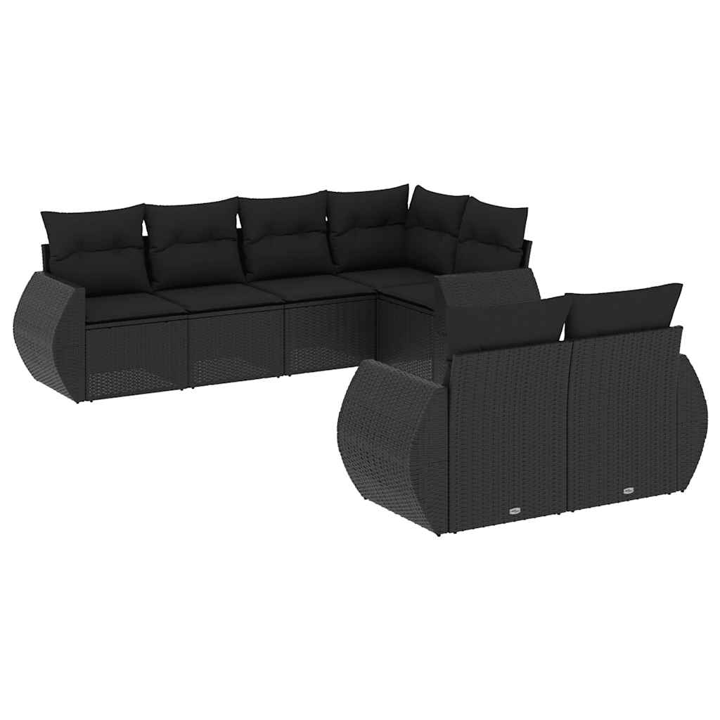 7-dijelni set vrtnih sofa od poliratana s jastucima crni