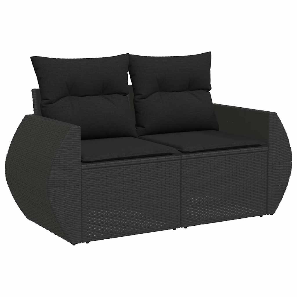 7-dijelni set vrtnih sofa od poliratana s jastucima crni