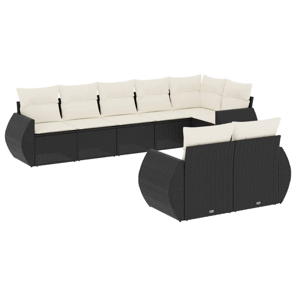 8-dijelni set vrtnih sofa od poliratana s jastucima crni Crna 71 x 62 x 69 cm
