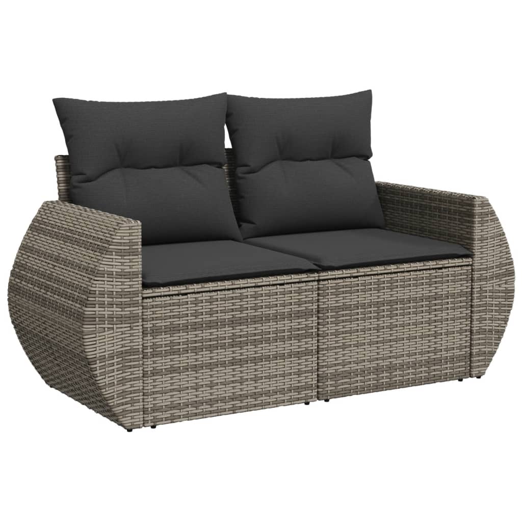 8-dijelni set vrtnih sofa od poliratana s jastucima sivi