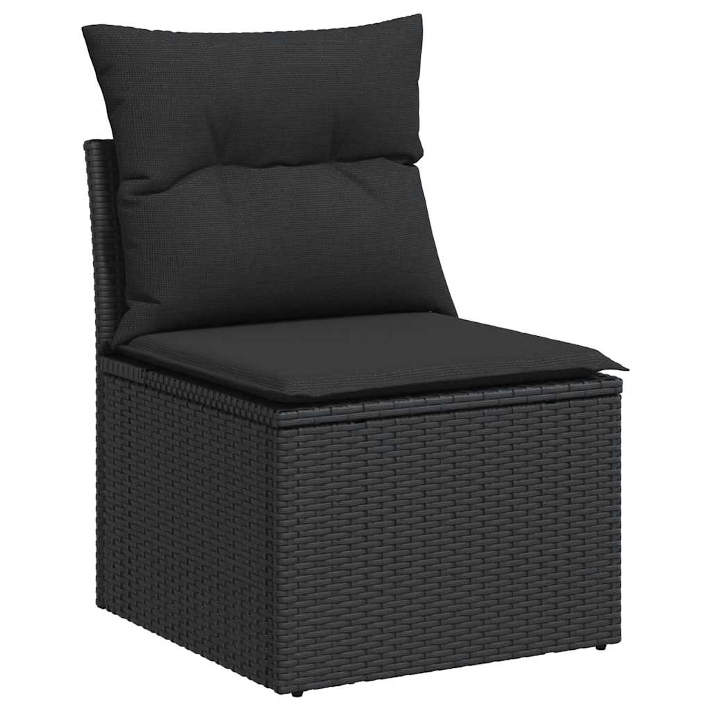 9-dijelni set vrtnih sofa s jastucima crni od poliratana