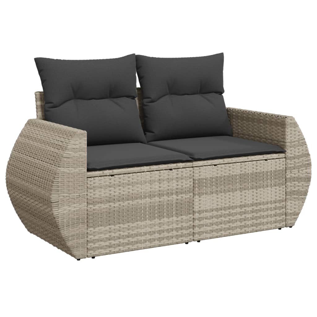 9-dijelni set vrtnih sofa od poliratana s jastucima svjetlosivi