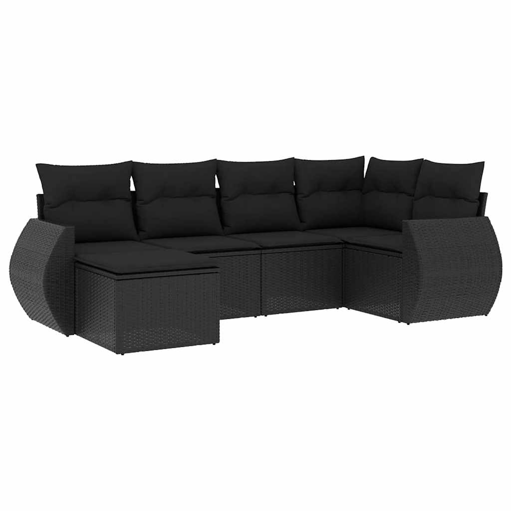6-dijelni set vrtnih sofa s jastucima crni od poliratana