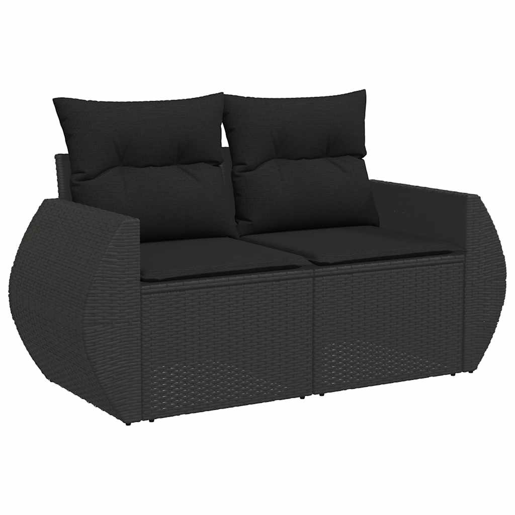 7-dijelni set vrtnih sofa od poliratana s jastucima crni