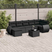 8-dijelni set vrtnih sofa od poliratana s jastucima crni
