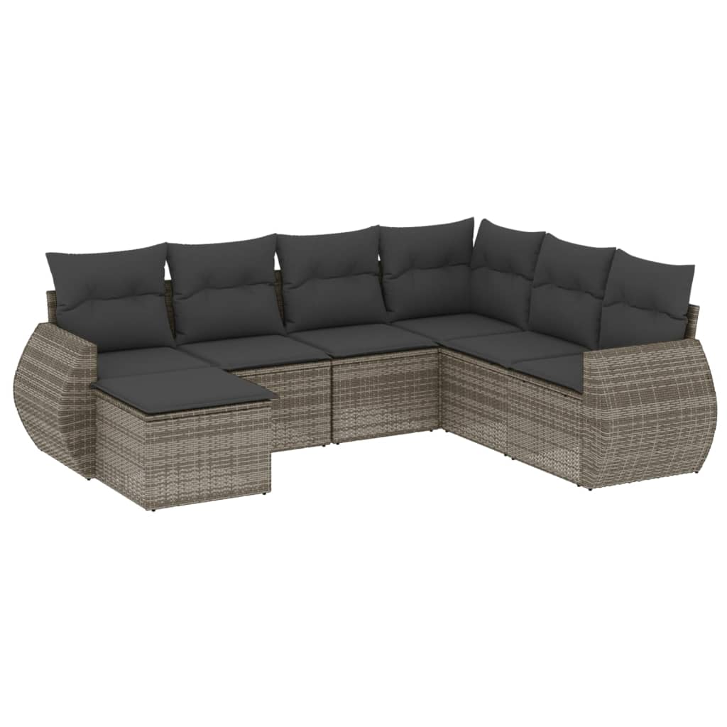 7-dijelni set vrtnih sofa sivi od poliratana