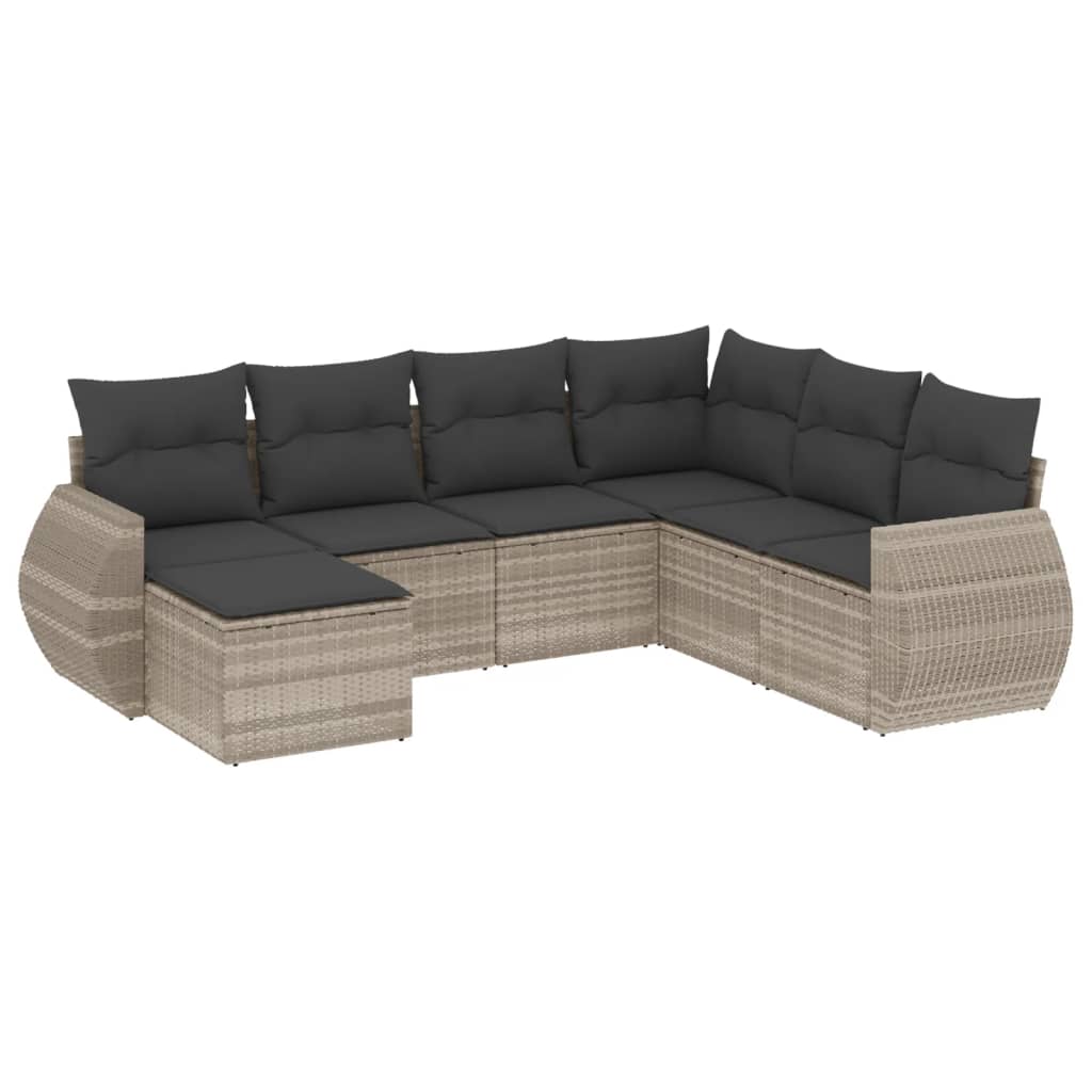 7-dijelni set vrtnih sofa svjetlosivi od poliratana
