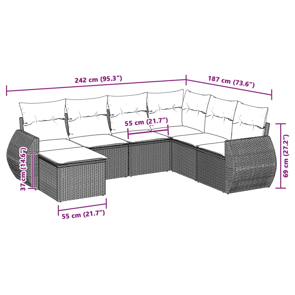 7-dijelni set vrtnih sofa svjetlosivi od poliratana