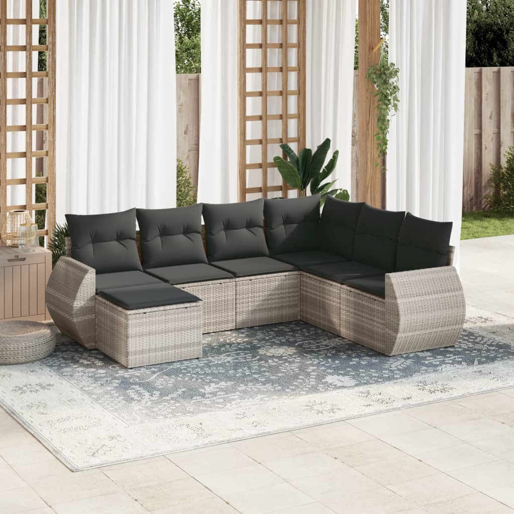 7-dijelni set vrtnih sofa svjetlosivi od poliratana