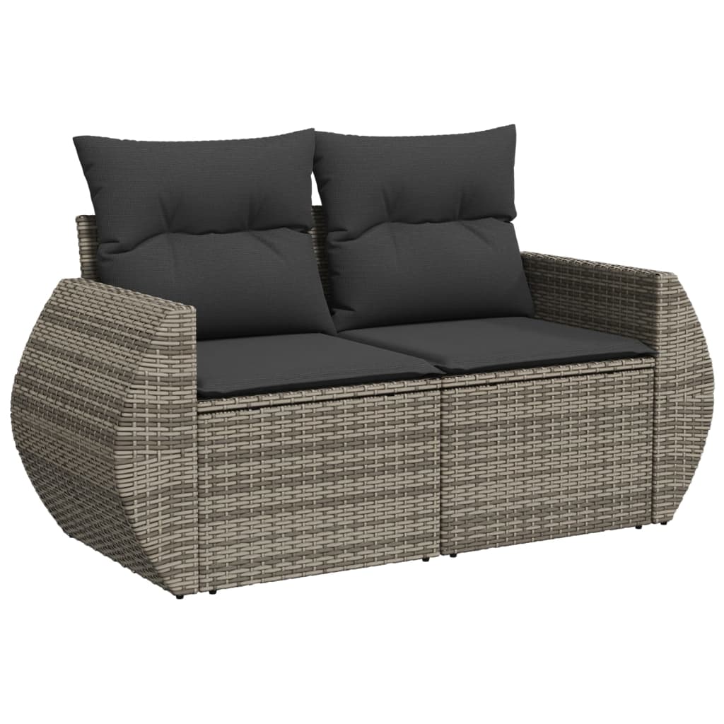 8-dijelni set vrtnih sofa od poliratana s jastucima sivi