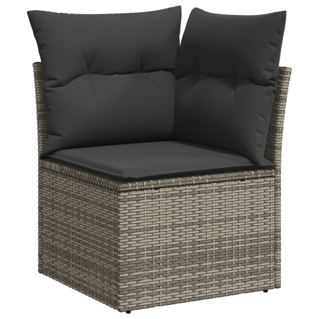 8-dijelni set vrtnih sofa od poliratana s jastucima sivi