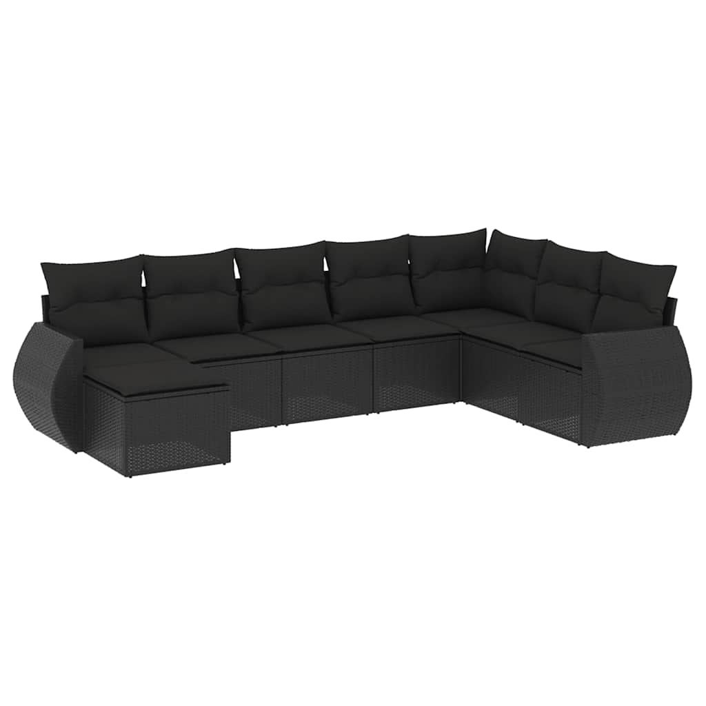 8-dijelni set vrtnih sofa od poliratana s jastucima crni