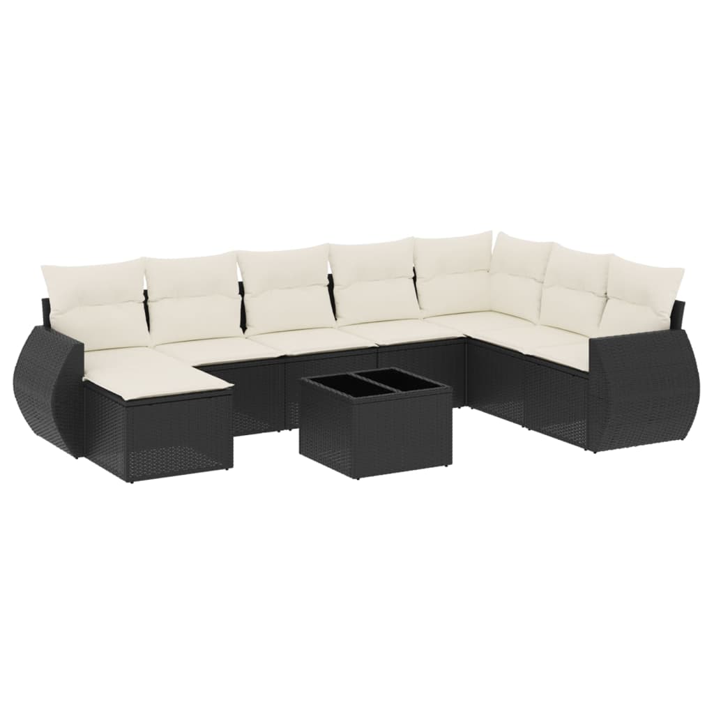 9-dijelni set vrtnih sofa s jastucima crni od poliratana