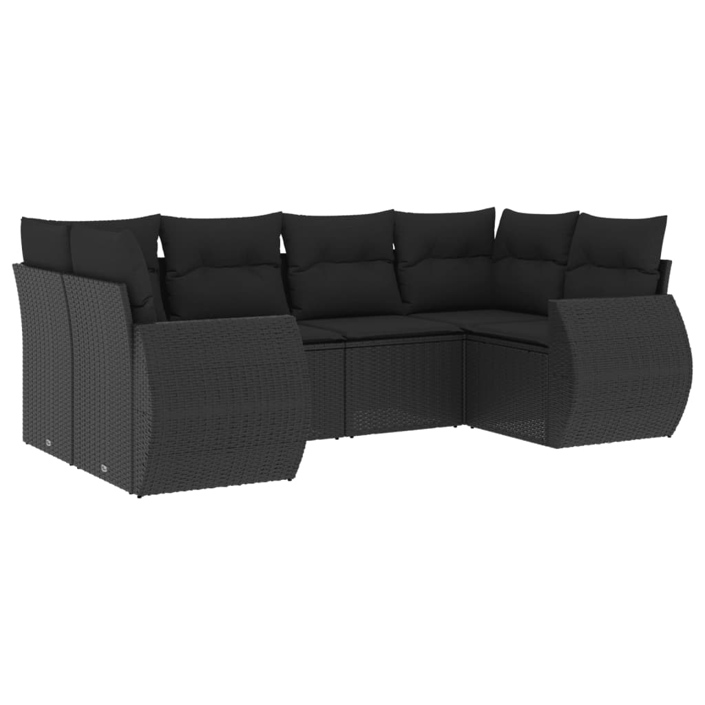 6-dijelni set vrtnih sofa s jastucima crni od poliratana Crna 71 x 62 x 69 cm