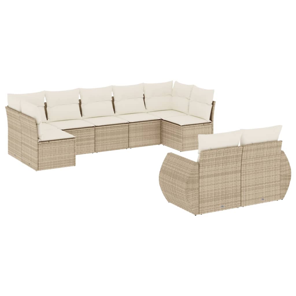 9-dijelni set vrtnih sofa s jastucima bež od poliratana 71 x 62 x 69 cm